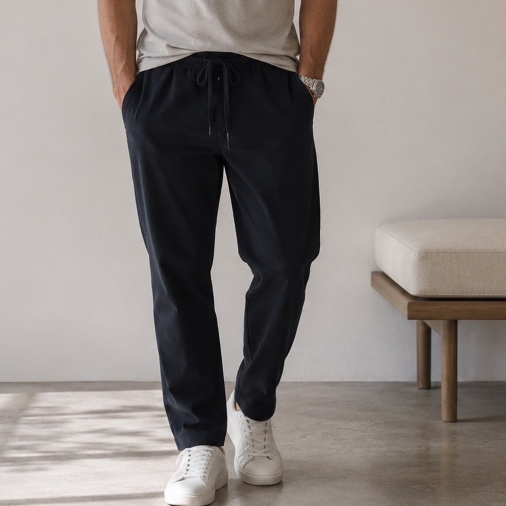 Armani Exchange Men's Black Textured Drawstring Dress Pants Size 32